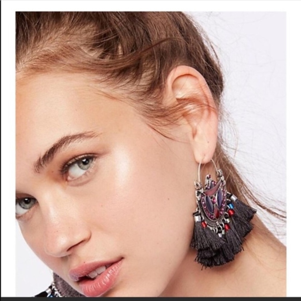 Free People Earrings with black tassels